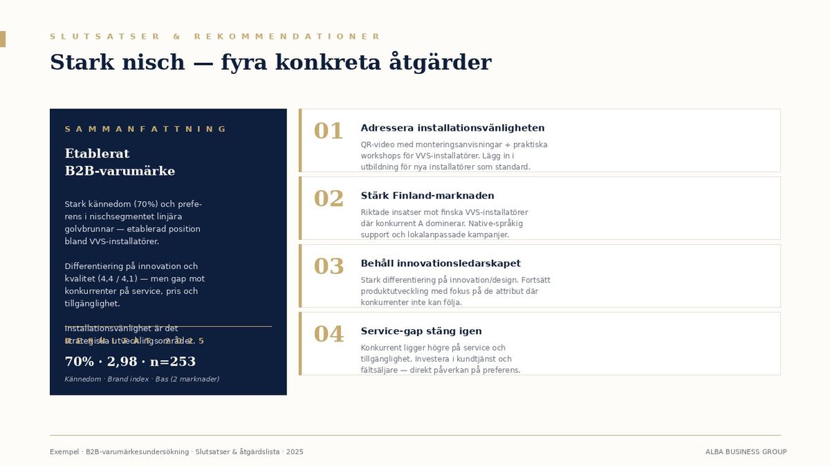 Exempel: Slutsatser och fyra strategiska åtgärder